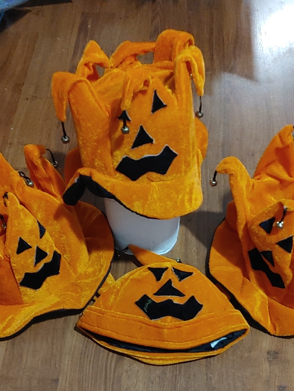 ✅$10 Add On Orange Pumpkin Jester Costume Hats - 2 Adults 2 Children